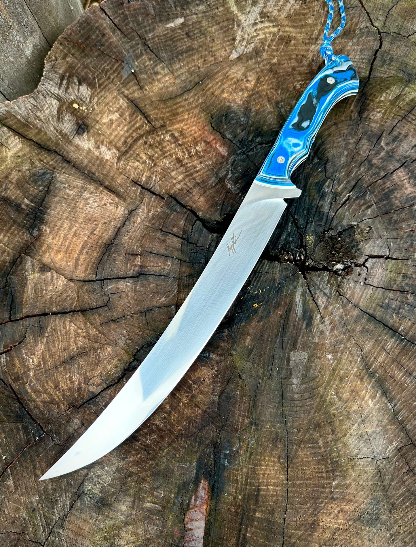 High Polished Breaking knife with marbled G10