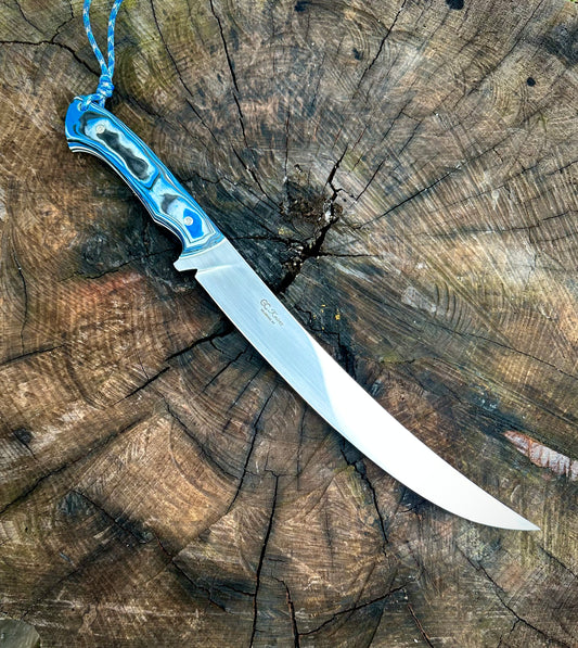 High Polished Breaking knife with marbled G10