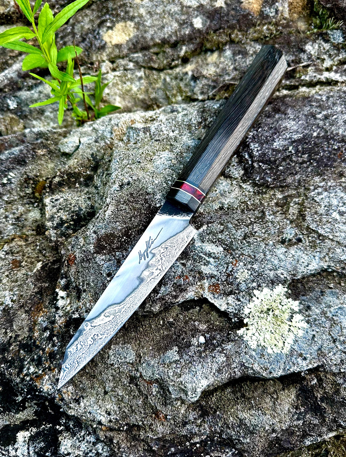 115mm Damascus core San mai paring/utility